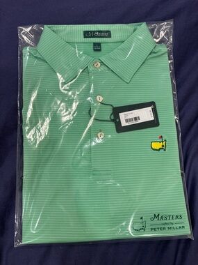 Peter Millar Mint Green Striped Masters Polo